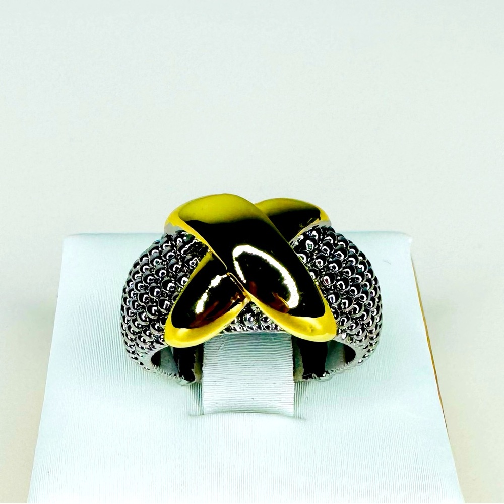 TWO TONE X CROSS RING